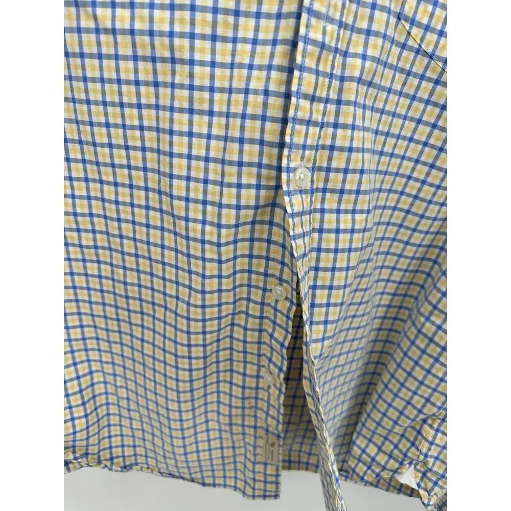 J.‎ Crew Blue Yellow Checkered Button Down Shirt Collared Dress Mens Size Large
